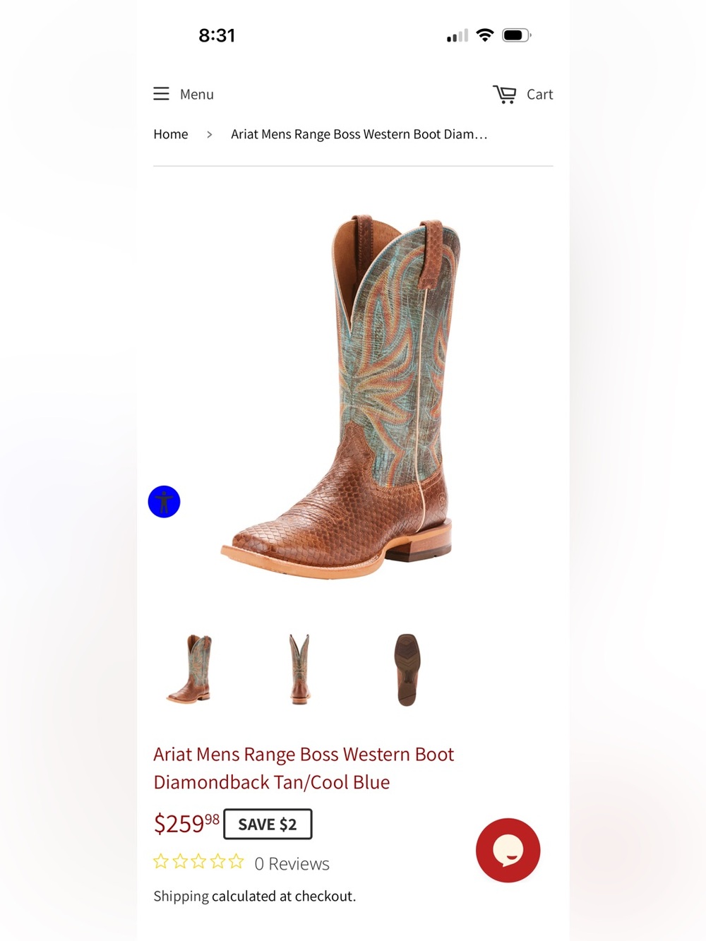 Ariat Men’s 8.5 Range Boss Western Boots